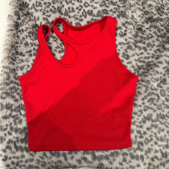 Black and red shein crop top with cutout. Never worn. - Picture 3 of 4